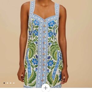 FARM Rio Blue and Green Tropical Dress NWT